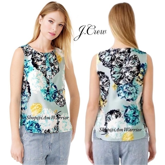 J. Crew Tops - J.Crew sleeveless aqua silk floral top *shop@iamwarrior